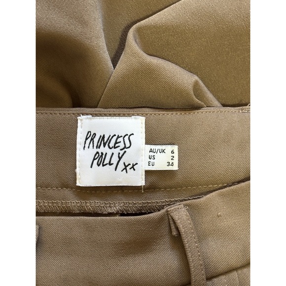 Princess Polly Wide Leg Pants Womens XXS US 2 Brown High Waisted Trouser - Picture 4 of 6